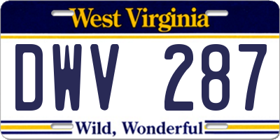 WV license plate DWV287