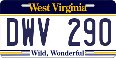 WV license plate DWV290