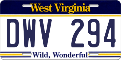 WV license plate DWV294