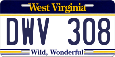 WV license plate DWV308