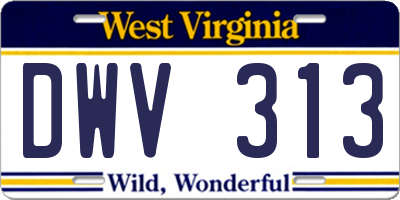 WV license plate DWV313