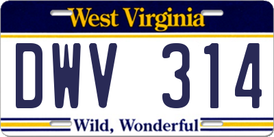 WV license plate DWV314