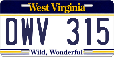 WV license plate DWV315