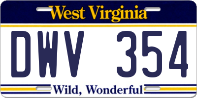 WV license plate DWV354
