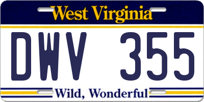 WV license plate DWV355
