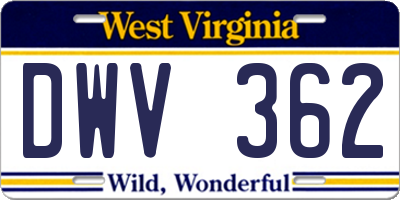 WV license plate DWV362
