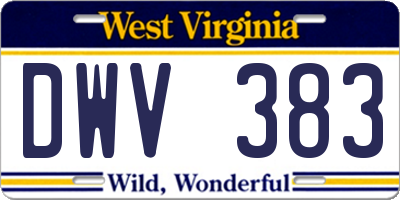 WV license plate DWV383