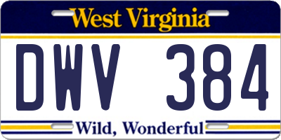 WV license plate DWV384