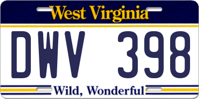 WV license plate DWV398