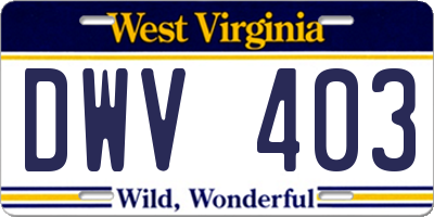 WV license plate DWV403