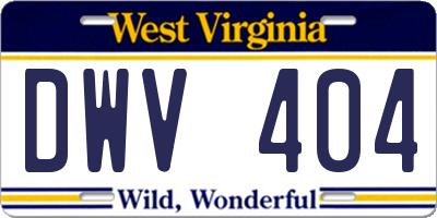 WV license plate DWV404