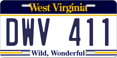 WV license plate DWV411
