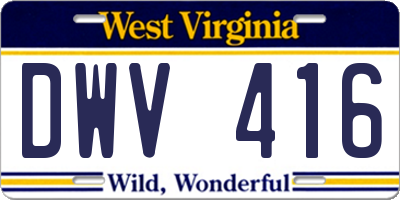 WV license plate DWV416