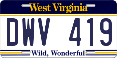 WV license plate DWV419