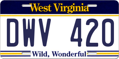 WV license plate DWV420