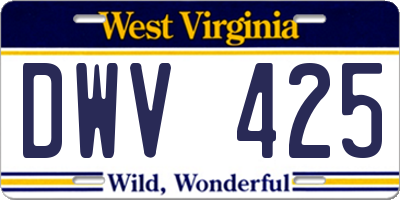 WV license plate DWV425
