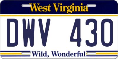 WV license plate DWV430
