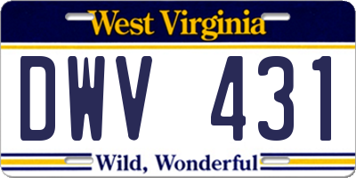 WV license plate DWV431