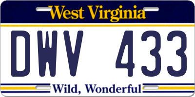 WV license plate DWV433