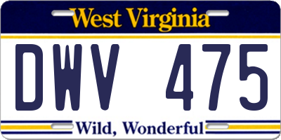 WV license plate DWV475