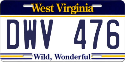 WV license plate DWV476