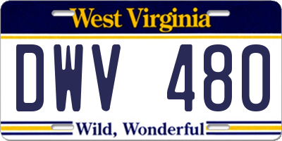 WV license plate DWV480