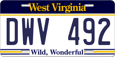 WV license plate DWV492