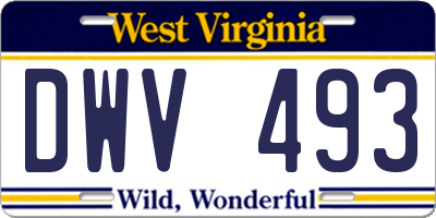 WV license plate DWV493