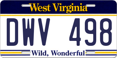 WV license plate DWV498