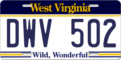 WV license plate DWV502