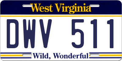 WV license plate DWV511