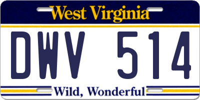 WV license plate DWV514