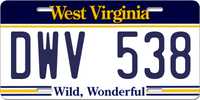 WV license plate DWV538