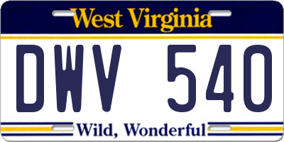 WV license plate DWV540