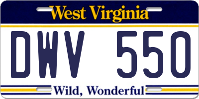 WV license plate DWV550
