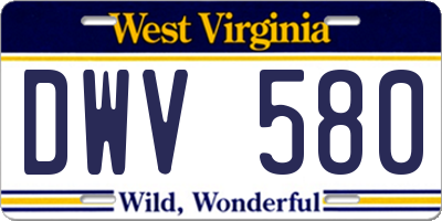 WV license plate DWV580