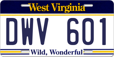 WV license plate DWV601