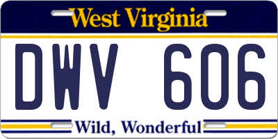 WV license plate DWV606