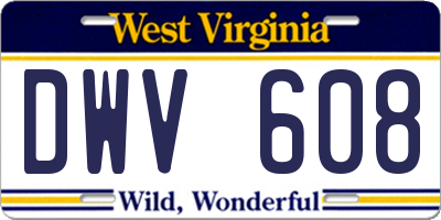 WV license plate DWV608