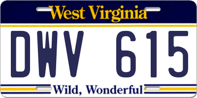 WV license plate DWV615