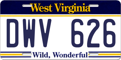 WV license plate DWV626