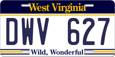 WV license plate DWV627