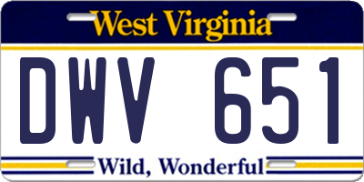 WV license plate DWV651