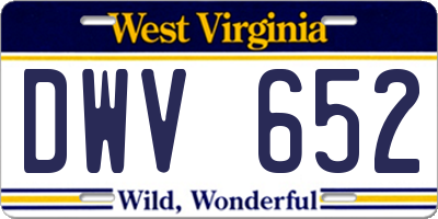 WV license plate DWV652