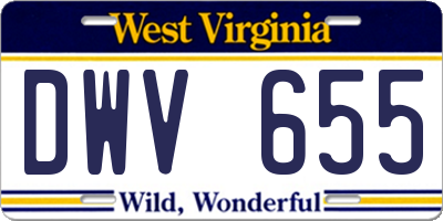 WV license plate DWV655