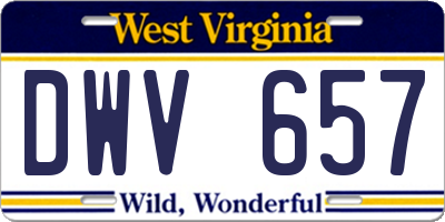 WV license plate DWV657