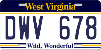 WV license plate DWV678
