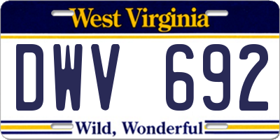 WV license plate DWV692