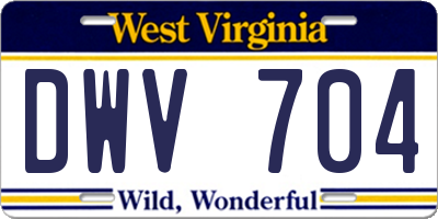 WV license plate DWV704