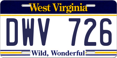 WV license plate DWV726